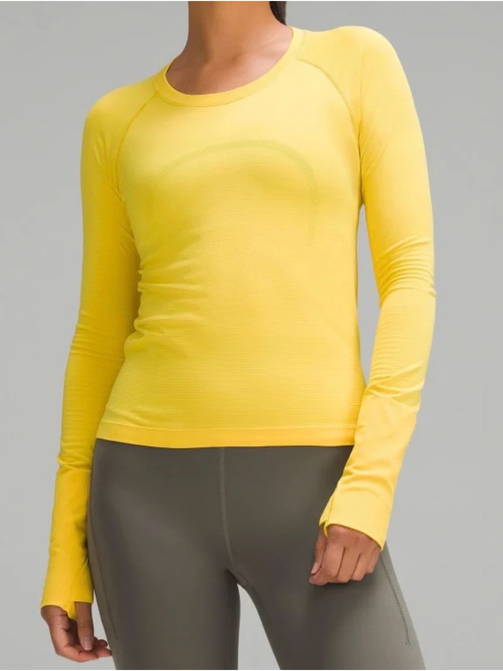 Lululemon Swiftly Tech Yellow Long-Sleeve Race Length Top Sz:10 with Thumbholes